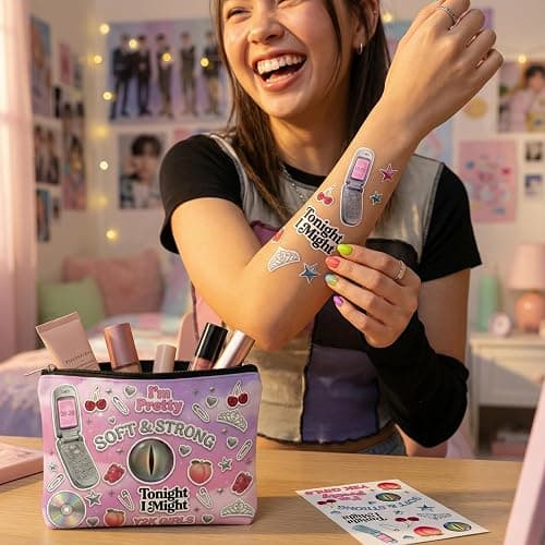 SportsLiking For Katseye Merch Cosmetic Makeup Bag, Y2K-Inspired Pop Graphic Zipper Pouch, Portable Makeup Organizer for Toiletries & Accessories thumbnail 4
