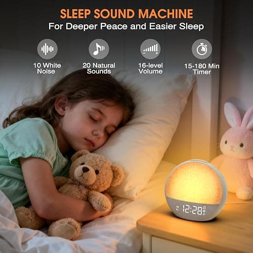 APUZOM Reveil Lumineux Simulateur d'Aube, Eveil Lumière Réveil Matin avec 7 Sonneries, 30 Sons Naturels, Minuteur, Snooze, Lampe de Chevet avec 11 Couleurs Veilleuse, Cadeaux pour Enfant Ado Adulte thumbnail 4