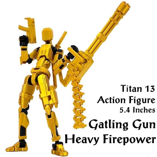 Gatling Gun T13 Titan 13 Action Figure Set【Assembled】, Robot Action Figure 3D Printed robo 13 Action Fidget Toys Dummy Figure Articulated, Lucky 13 for Collectors Desktop Decorations (Laser Purple) thumbnail 3