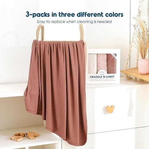 GRSSDER 3 Pack Newborn Swaddle Blankets for Girls, Ultra Soft Stretchy Jersey Knit Extra Large Size 33 x 44 Receiving Blankets for Easy Swaddling Baby Snug and Cozy thumbnail 9