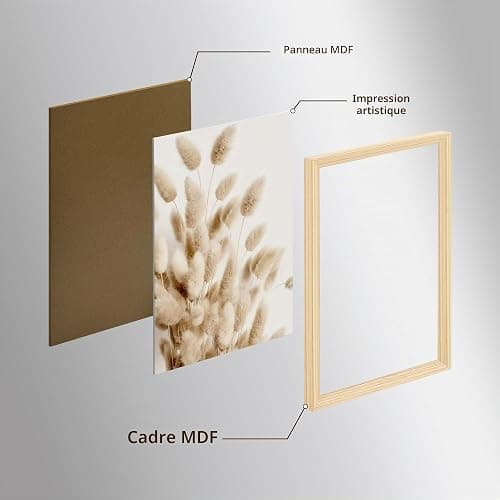 3Pcs Cadre en bois Impression sur Toile Fleurs Sauvages Botanique Tableau Affiche Beige Pampas Grass Sage Floral Tableau Decoration Murale Salon Chambre Maison 90x40cm(12"x16"x3pcs) (Pas de plexiglas) thumbnail 7