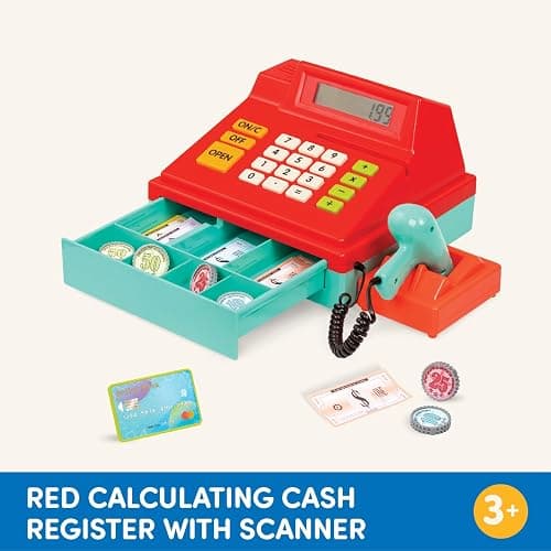 Battat – Toy Cash Registerwith scanner For Kids, Toddlers – 49 Pieces with Money, Credit Card, Scanner – Pretend Play Toy – 3+ Years thumbnail 7