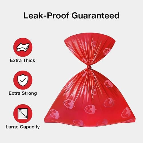 VETRESKA Dog Poop Bag Dispenser with Strawberry Scented Bags, Leak Proof, Extra Thick and Large Pet Waste Bags,1 Count Bag Holder and 405 Bags (27 Refill Rolls) for Walking Dog and Cats Litter, Red thumbnail 7