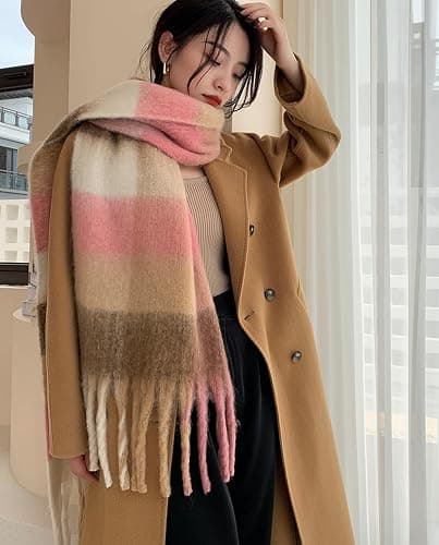 Wander Agio Winter Women Warm Scarf Long Shawl Large Scarves Cold Weather Thick Blanket Scarfs Colorful Plaid thumbnail 4