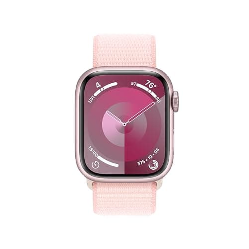 Apple Watch Series 9 [GPS 41mm] Smartwatch with Pink Aluminum Case with Light Pink Sport Loop One Size. Fitness Tracker, ECG Apps, Always-On Retina Display, Carbon Neutral thumbnail 2