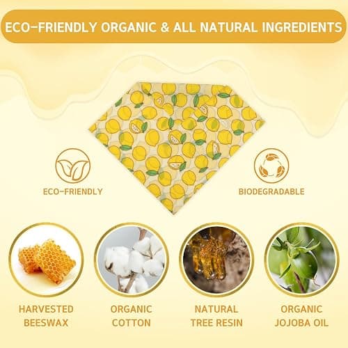 Reusable Beeswax Wrap - 9 Pack Beeswax Wraps for Food, Eco-Friendly Beeswax Food Wraps, Bread Sandwich Wrapper - Organic, Sustainable, Zero Waste, Reusable Plastic-Free Food Storage Wrap, 1XL, 3M, 5S thumbnail 3