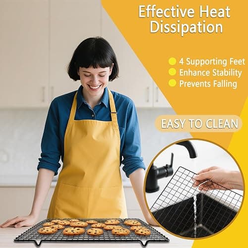 VNIMTI 2 Pack Cooling Rack for Baking Cooking, 16" x 10" Squares Wire Racks | Small, Squares Grids, Oven Safe Cookie Cooling Rack, Roasting, Grilling, Drying thumbnail 5