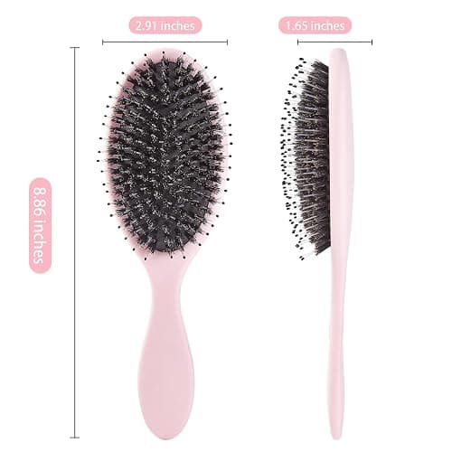 Jurrissa Boar Bristles Hair Brush for Women and Men, Detangling Hair Brush for Smoothing Massage Add Shine, Nylon&Boar Bristles Detangler brush for Hair Healthy (1 Pack-Pink) - 1 Pack-Pink thumbnail 3