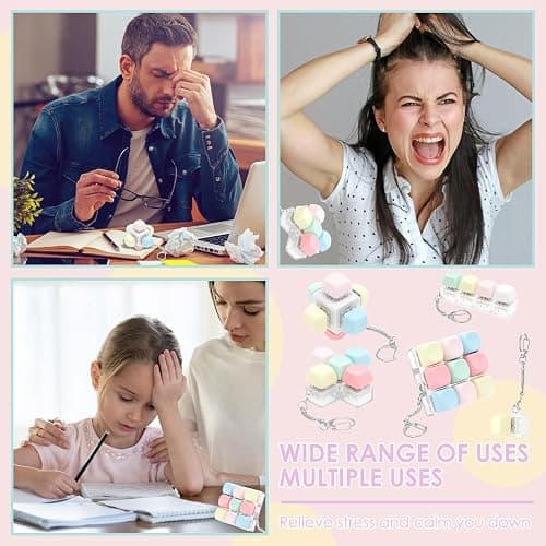 5Pcs Adult Keyboard Clicker Toy, Decompression Toys, Mechanical Keyboard Keychain Toy, Cube Key Button to Relief Pass thumbnail 7