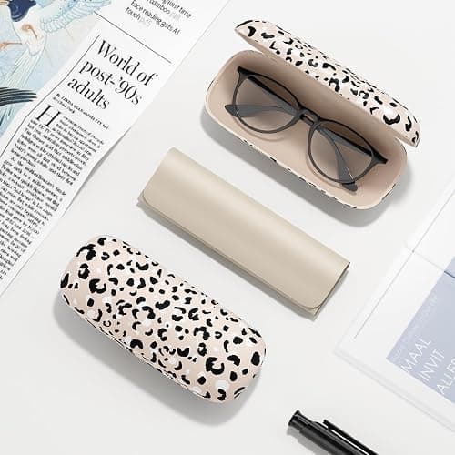 NPOOYI Eyeglasses Case, Hard Shell Protective Case for Glasses, Unisex for Women Men - Leopard thumbnail 6