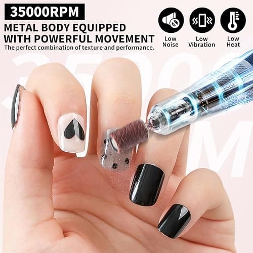 Moskany Professional Electric Nail Drill Kit Pink Portable Rechargeable Cordless Nail File Machine 35000 RPM with 7PCS Bits for Acrylic Gel Powder Nails Polish Pedicure Toenail Tool Salon Set thumbnail 8