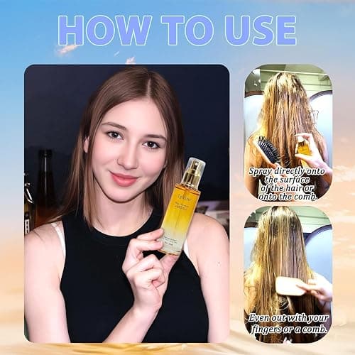 Tgideas Hair Oil Spray - Leave-in Hair Conditioning Oil with Jojoba Oil and Shea Butter -Clear Hair Oil Spray - For Dry Hair, Curly Hair, Detangling, Styling and Moisturizing- for Women & Men thumbnail 5