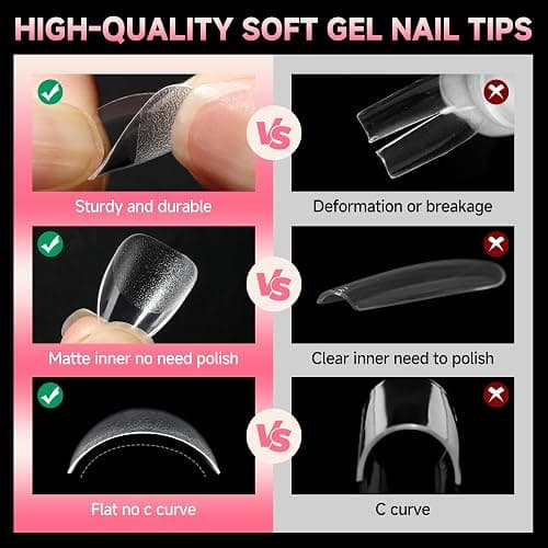 UNA GELLA Extra Short Almond Nail Tips 12 Sizes Short Almond Gel Nail Tips 120Pcs Soft Gel Clear Full Cover Nails Tips Acrylic False Nails Press On Nails for Extensions DIY Salon thumbnail 7