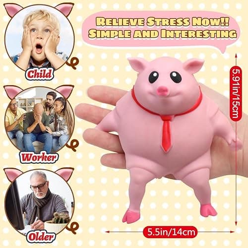 Squishy Pig Stress Toy - Super Stretchy Animal Squeeze Toy for Anxiety Relief, Kids & Adults - Soft Rebound Piggy Decompression Toy (5.5 inch, Multi-Use for ADHD, Office, School) thumbnail 3