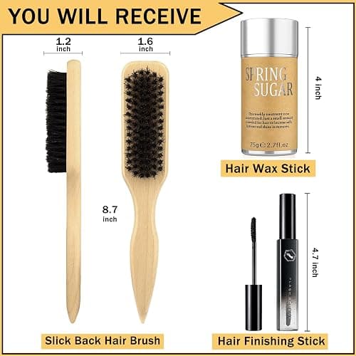 Hair Wax Stick Set for Flyaways Slick Back – Includes Wax Stick for Hair, Slick Back Hair Brush, Hair Finishing Stick – Hair Styling Products for Women, Taming Frizz & Creating Sleek Styles thumbnail 4
