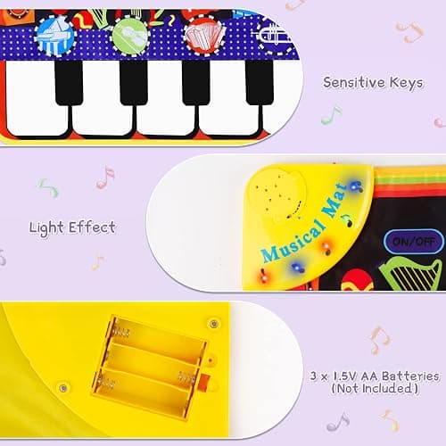 Musical Piano Mat for Toddlers - 28 Music Sounds Floor Piano Keyboard Dance Playmat - Toy & Gift for Kids 1-5 Years Old Boys Girls thumbnail 5