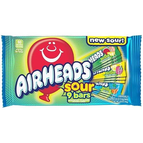 Airheads Sour Full-Size Candy Bars, Taffy Candy Assorted Bag, Individually Wrapped Candy, Three Assorted Flavors, 9 Count Bag - Sour Variety - 9 Count (Pack of 1) thumbnail 4