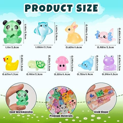 120 Pcs Luminous Mini Resin Animals Glow in The Dark Small Little Tiny Resin Figurines Ducks Axolotls Pandas Garden Miniature Figures for Crafts Micro Landscape Decoration Fairy Garden Accessories thumbnail 2