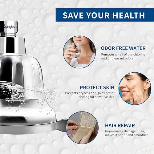 Kangbet High Pressure Filtered Shower Head - Filter for Hard Water | Reduces Impurities | Stops Hair Loss, Soothes Dry Skin & Scalp - Chrome thumbnail 3