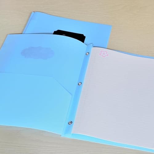 Youngever 6 Pack Heavy Duty Plastic Two Pocket Folders with 3 Prongs, Metal Prongs Fastener, Heavy Duty Plastic 2 Pocket Folder (Light Blue) thumbnail 6