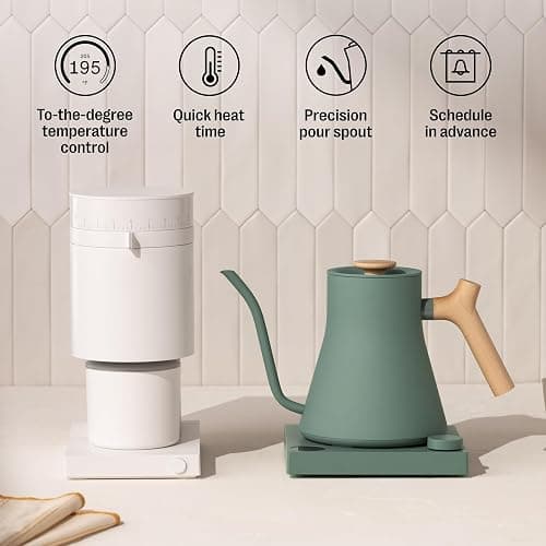 Fellow Stagg EKG Pro Electric Gooseneck Kettle - Pour-Over Coffee and Tea, Quick Heating, Precise Temperature Control, Scheduling, Built-in Brew Timer, Smoke Green with Maple Wood Handle, 0.9 Liter thumbnail 6