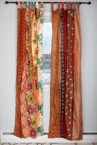 Assorted Hippie Colorful Curtains Light-Filtering – Boho Curtains, Bed Canopy Panel, Tapestry or Window Treatment Patchwork Orange Color (84 X 43 Inches) thumbnail 8