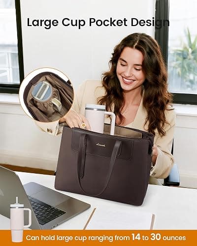 LOVEVOOK Laptop Tote Bag for Women 15.6 Inch, Water-Resistant Work Tote Bag Large Capacity Computer Bag Briefcase Handbag thumbnail 2