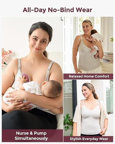 Momcozy Nursing Tank Tops for Breastfeeding, Seamless Nursing Cami with Built-in Bra, Adjustable Straps, Scalloped Design thumbnail 5