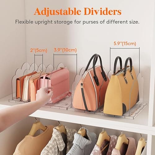 Lifewit Purse Organizer for Closet, Clear Handbags Storage Organizer, Adjustable Clutch Purse Storage Organizer Holder for Closet, 2 Pack Bookshelf Dividers for Sweater in Bedroom 35 x 24 cm/14 × 9.5" thumbnail 4
