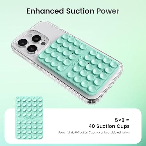 Klearlook Silicone Suction Cup Phone Case Mount Double Sided, Sticky Phone Grip for 6.1-7.2 inch Phones, Phone Accessories Hands-Free Strong Grip Holder for Selfies and Videos, Light Green thumbnail 3