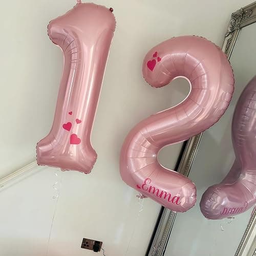 Light Pink 12th Birthday Balloon for Girls, 40'' Mylar Self Inflating Number 12 Balloon, Big Foil 1 & 2 Helium Pastel Pink Balloon for Women 21st Birthday Party Decoration Anniversary Decor Supplies thumbnail 2