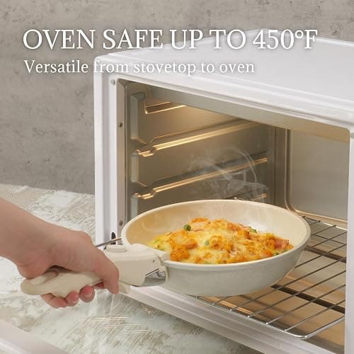 Ceramic Cookware Set Non Stick 8Pcs Pots and Pans Set Detachable Handle Induction Kitchen Cooking Set with Frying Pans Oven Dishwasher Safe, PFAS/PFOA Free, Cream White thumbnail 6