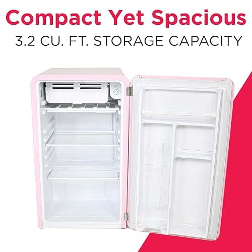 Frigidaire EFR372-PINK 3.2 Cu Ft Pink Retro Compact Rounded Corner Premium Mini Fridge thumbnail 4
