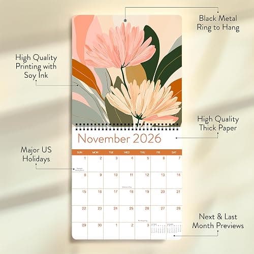 2026 Floral Art Calendar | Modern Art Deco Flower Wall Calendar for 2026, Get Lost In Vintage Beauty with This Elegant Floral Aesthetic Hanging Wall Planner For Your Boho Home thumbnail 5