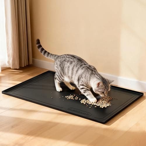 Aisslro Under Sink Mat 22" X 19", Waterproof Silicone Under Sink Mats for Kitchen, Anti-Leak Shelf Liner & Cabinet Protector with Raised Edge, [BPA Free] Bathroom Tray Home Organizer, Black thumbnail 2
