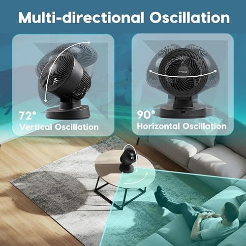 IRIS USA WOOZOO Air Circulator Fan with Remote, Oscillating, 3 Speeds, 56ft Max Air Distance, Adjustable Tilt, Quiet Motor, Small Fan for Bedroom, Office, Dorm, Black thumbnail 5