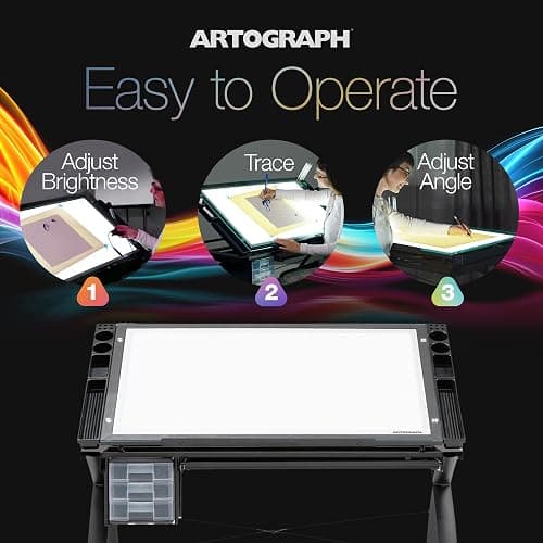 Artograph Futura Light Tracing Table for Artists with Storage and Adjustable, Dimmable Glass Work Top thumbnail 4