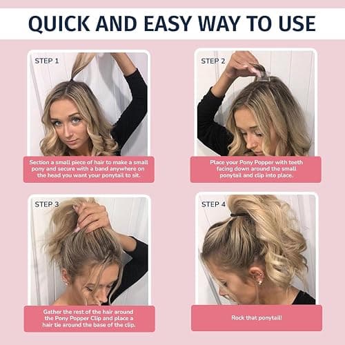 Mini Pony Popper Clip - High Ponytail Holder for Volume & Lift - Versatile for All Hair Types, Ponytail Tool for Thick & Long Hair - Easy-to-Use Hair Styling Accessories for Women, Clear Pony Popper thumbnail 3
