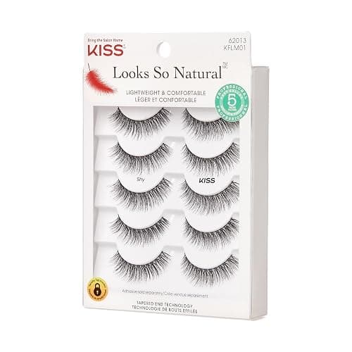 KISS Looks So Natural, False Eyelashes, 'Shy', 12mm, Includes 5 Pairs Of Lashes, Easy to Apply, Reusable Lash Clusters thumbnail 2