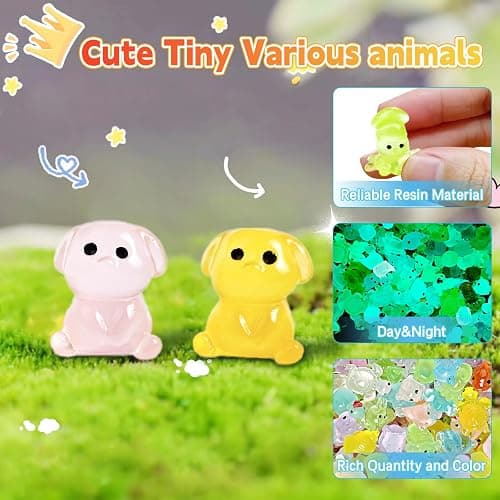 50 Pcs Mystery Bag Mini Resin Animals Glow in The Dark Figurines, Mini Figures Blind Bags for DIY Crafts, Fairy Garden Decor, Dollhouse Accessories, Party Favors, Surprise Gifts for Kids thumbnail 3
