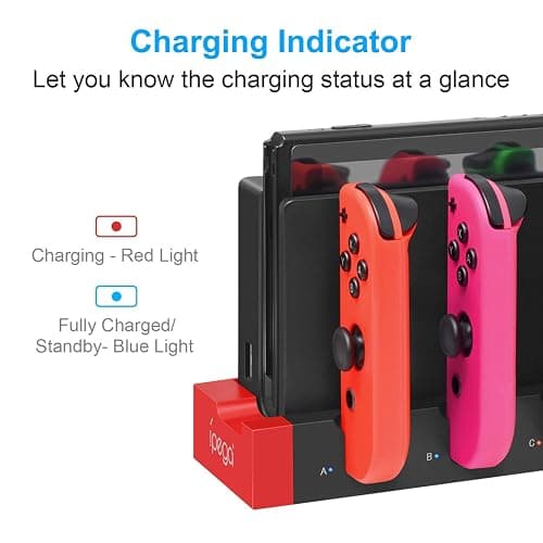 Charging Dock Compatible with Nintendo Switch & OLED Model Joycons, Joycon Controller Charger Dock Station for Charges up to 4pcs Joypad, Charging Stand Station for Nintendo Switch/OLED Model thumbnail 5