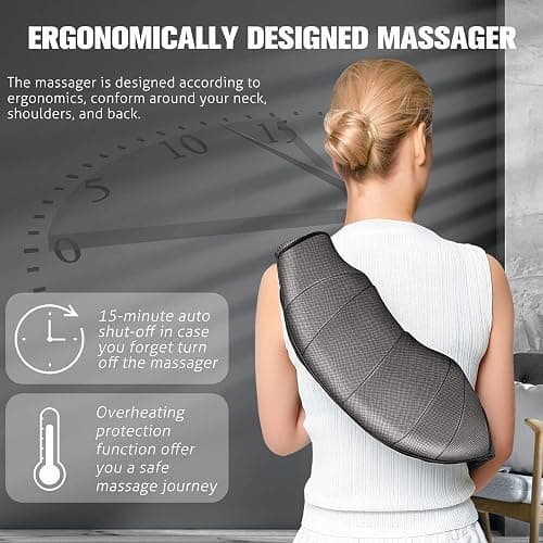 MagicMakers Neck Massager with Heat Gifts for Women, Men, Dad, Mom, Family, Friend, Mothers Day, Fathers Day, Christmas, Shiatsu Kneading Back Massager for Shoulder, Pain Relief, Muscle Soreness thumbnail 8