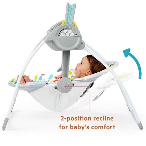 Bright Starts Portable Automatic 6-Speed Baby Swing, Compact Easy-Fold, Music, Toy Bar, 0-9 Months 6-20 lbs (Playful Paradise) thumbnail 6