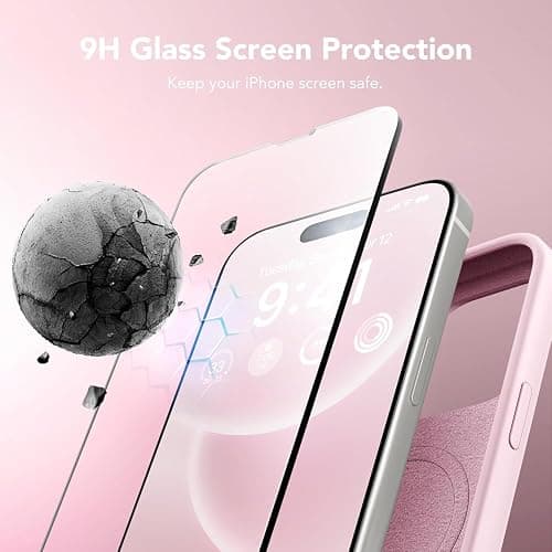 GONEZ Magnetic for iPhone 15 Pro Case, Compatible with MagSafe, [Screen Protector + Camera Lens Protector], Silicone Shockproof Anti-Scratch Protective Phone Case 6.1 inch, Chalk Pink thumbnail 5
