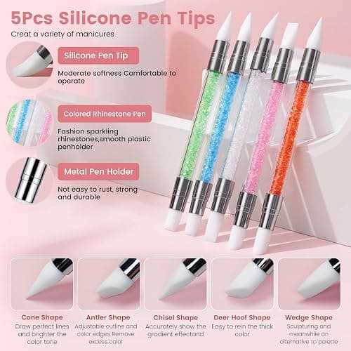 Nail Art Brushes Set for Nail Art: 31Pcs Acrylic Nail Brush Tools With Palette Pen Holder - Gel Polish Nails Design Painting - Dual Head Manicure Carving Pen Dotting Pen Kit for Salon & Home Use thumbnail 5