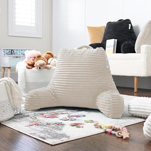 Nestl Reading Pillow with Shredded Memory Foam, Luxe Cut Plush Back Pillow for Sitting Up in Bed, Back and Arms Adjustable Support for Adult & Teens, Backrest Pillows with Washable Cover Linen thumbnail 9