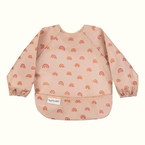 Tiny Twinkle Long Sleeve Bib for Babies & Toddlers | Waterproof Smock Bib for Eating | Machine Washable & Mess-Proof Feeding Essentials | Newborn Shower Gift (Boho Rainbow, 6–24M) - Image 1