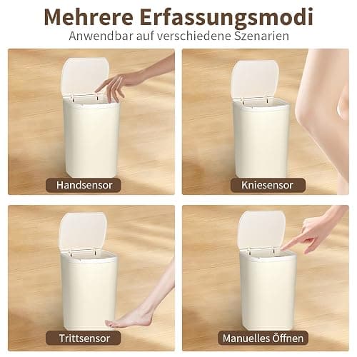 SternSinn 20L Mülleimer mit Sensor, Elektrischer Mülleimer mit Deckel, Automatisches Öffnen und Schließen, Wasserdicht, für Schlafzimmer, Badezimmer, Küche, Büro (Weiß) thumbnail 3