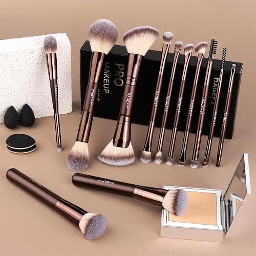 MAGEFY Makeup Brushes 22-in-12 Professional Makeup Brush Set Double-End Make Up Brushes for Powder Concealers Eye Shadows Blush with Gift Box thumbnail 8