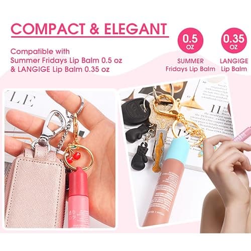 Keychain Cap for Summer Fridays 0.5 Oz Lip Balm keychain,Keychain Cap Compatible with LANGIGE 0.35 oz Lip Balm（No Lip Balm） thumbnail 2